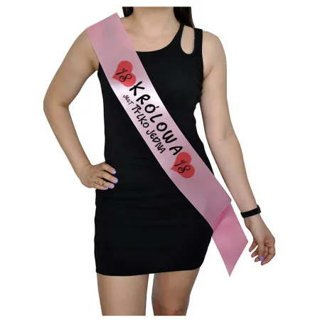 Szarfa RÓŻOWA Osiemnastka Królowa jest tylko jedna